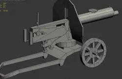 Machine gun Maxim Low-poly  3D model