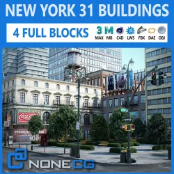 NYC - 4 Blocks - 31 Buildings 3D model