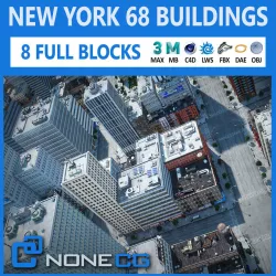NYC - 8 Blocks - 68 Buildings 3D model