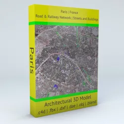Paris Railway System Road Network Streets and Buildings 3D model