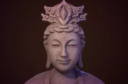 PBR Buddha Avalokitesvara figure in stone metal Low-poly  3D model