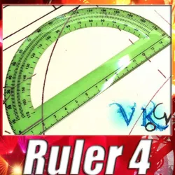 Plastic Protractor Ruler 04 3D model