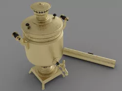 Russian  Samovar teapot model gold Low-poly  3D model