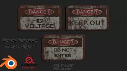 Rusted Industrial Signs PBR Low-poly  3D model