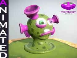 Sucker virus bacteria or aliens Low-poly  3D model