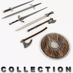 Ancient medieval swords collection 3D model