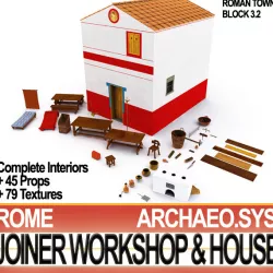 Ancient Roman Town Joiner Workshop House 3 2 3D model