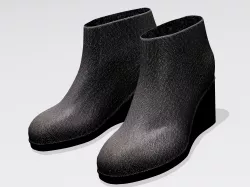 Black leather shoes female 3D model