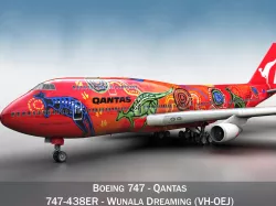 Boeing 747 - Qantas Wunala Dreaming 3D model