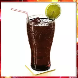 Coke Coca Cola Glass Coaster Straw and Lemon 3D model