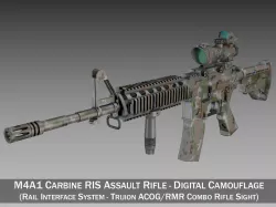 Colt M4A1 - Sopmod ACOG - Digital Camouflage 3D model