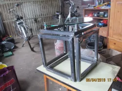 Cubic table (steel and glass)