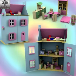 Doll House Set 01 Low-poly  3D model