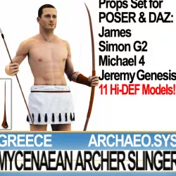 Greek Mycenaean Archer Slinger Props Poser Daz 3D model