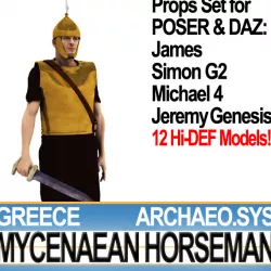 Greek Mycenaean Horseman Props Poser Daz 3D model