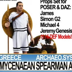 Greek Mycenaean Spearman A Props Poser Daz 3D model