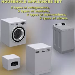 Household Appliances Set Low-poly  3D model