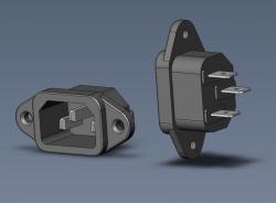 IEC C14 AC Power Connector - Panel Mount AC Electrical plug Connector, 3D  CAD Model Library