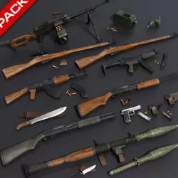 Low Poly Weapons Mega Pack Low-poly  3D model
