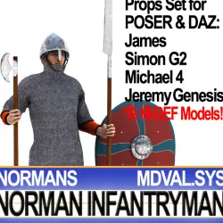 Medieval Norman Infantryman Props Poser Daz 3D model
