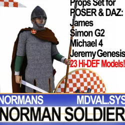 Medieval Norman Soldier Props Poser Daz 3D model