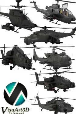 Military helicopter collection 3D model