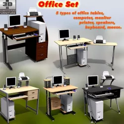 Office Set Low-poly  3D model