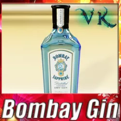 Photorealistic Bombay Sapphire Gin Bottle 3D model