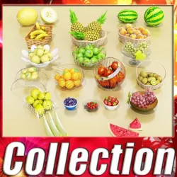 Photorealistic Fruits Basket Collection 3D model