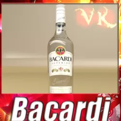 Photorealistic Liquor Bottle Bacardi Superior 3D model