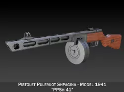 PPSh-41 - Soviet Submachine Gun 3D model