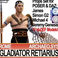 Roman Gladiator Retiarius Props Poser Daz 3D model