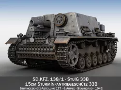 Self-propelled heavy Infantry Gun - StuIG 33B 3D model