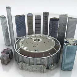 10 Buildings A Low-poly  3D model