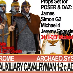 Ancient Rome Auxiliary Cavalryman Props Set 3D model