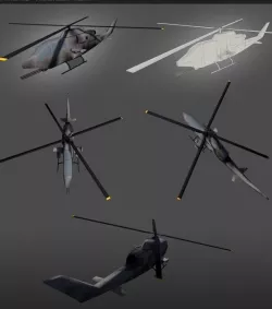 Apache Helicopter lowpoly Low-poly  3D model