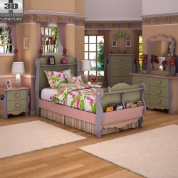 Ashley Doll House Sleigh Bedroom Set Low-poly  3D model