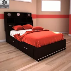 Ashley I-Zone Bookcase Bed Low-poly  3D model