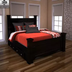 Ashley Shay Queen Poster Bed with Storage Low-poly  3D model