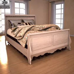 Ashley Silverglade Queen Sleigh Bed Low-poly  3D model
