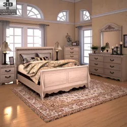 Ashley Silverglade Sleigh Bedroom Set Low-poly  3D model
