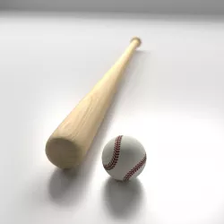Baseball Bat and Ball 3D model