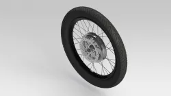 Bicycle - rear wheel assy - 24" rim, 3" tire, Crystalyte HT hub-motor and 203mm disk brake