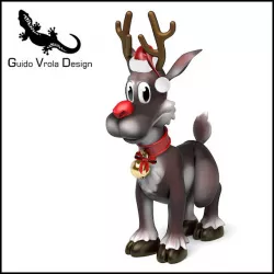 Cartoon style Rudolph reindeer 3D model