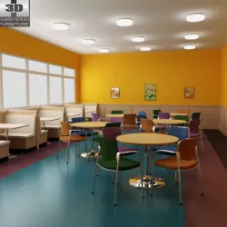 Dining room 04 Set A Fast food Restaurant Furniture Low-poly  3D model