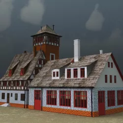 Firestation in Studio Max 3ds obj fbx formats 3D model