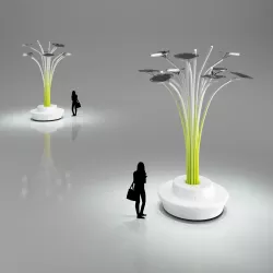 Futuristic Tall Lamp with Bench 3D model