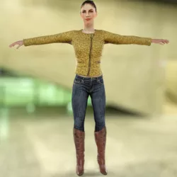Golden Jacket Girl Low-poly  3D model