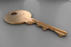 Key for padlock with internal mechanism.