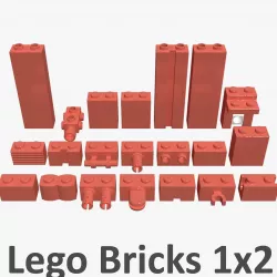 Lego Bricks 1x2 3D model